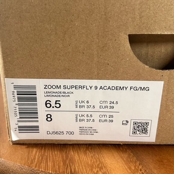 Nike Zoom Superfly 9 Pro FG Lemonade Black Men’s Size 6.5/Women's 8 NEW - Picture 8 of 8